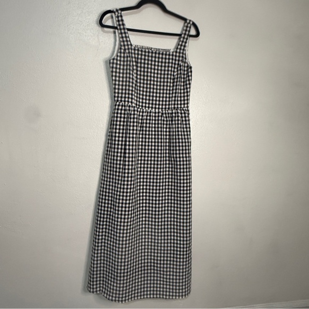 Pretty Garden Black and White Gingham Dress fully lined w/smocked back. Sz S.NWT